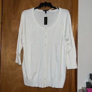 White 3/4 Sleeve Plus Size Cardigan!